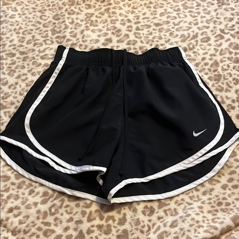 Nike Women's Black and White Athletic Shorts